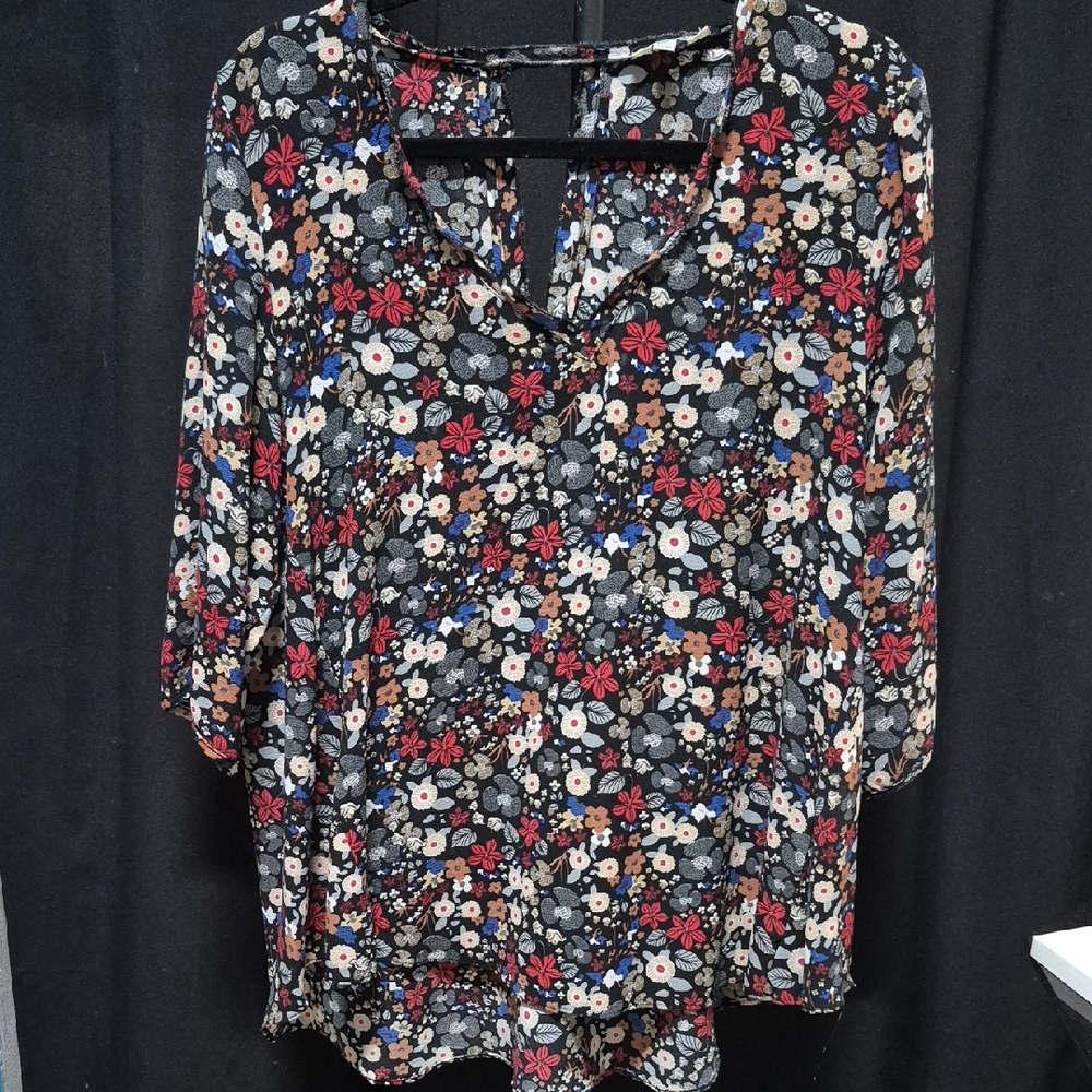 Hayden Floral Blouse - Black, Red, White